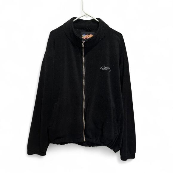 Vintage 90s Easyriders Fleece Jacket Adult Sz XL Black Full Zip Mens Embroidered - Picture 1 of 5